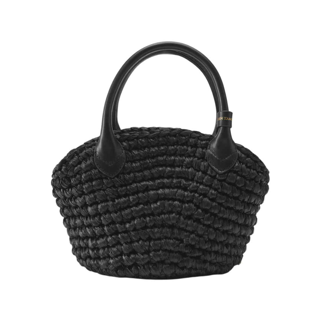 BAG52020 Helen Kaminski Raya Raffia Handmade Basket Bag Charcoal Black