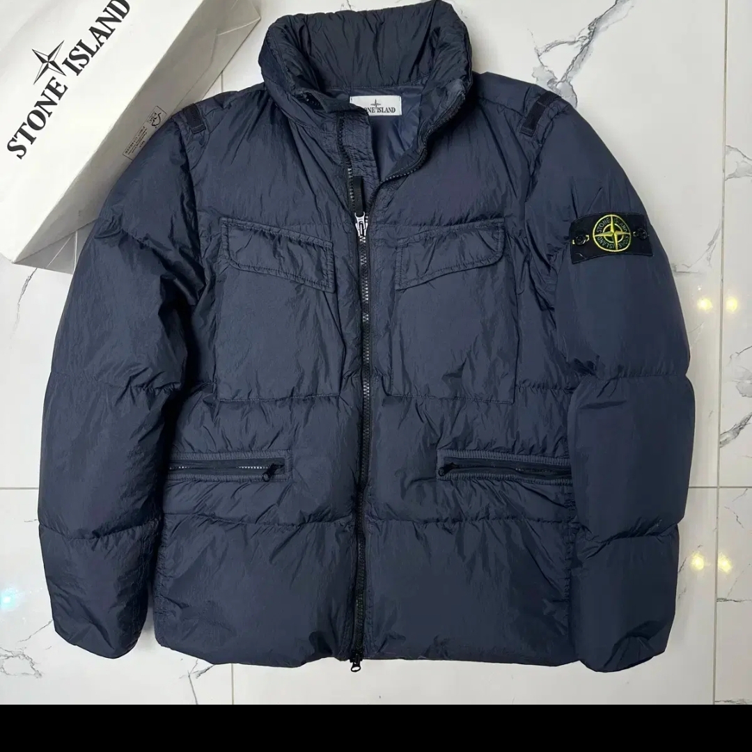 Stone Island 40123 Garment Dyed Crinkle Reps R-NY Down Jacket Navy Blue - 22FW 착용 스타일 - 2