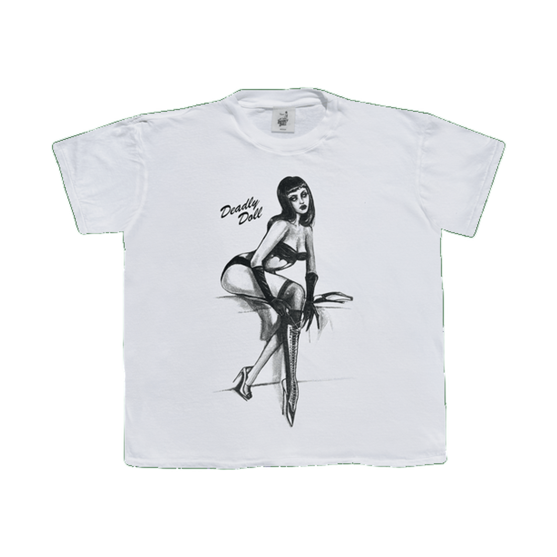 데들리 돌 페티시 티셔츠 2 화이트((W) Deadly Doll Fetish T-Shirt 2 White)