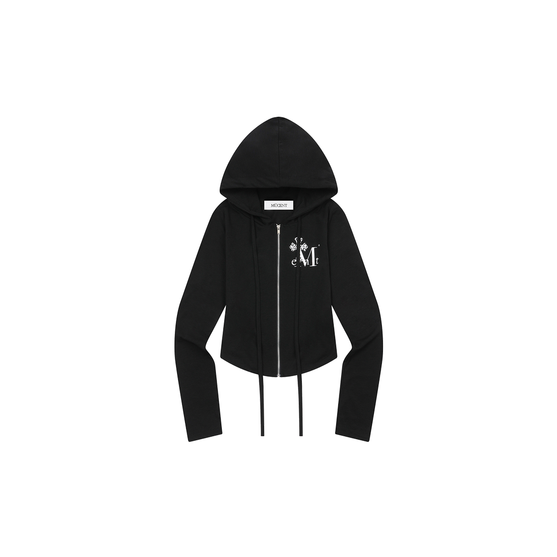 P0000BIX MUCENT Sahara Leopard Cross Set Up Crop Hood Zip-Up (2Color) Black-Leopard White