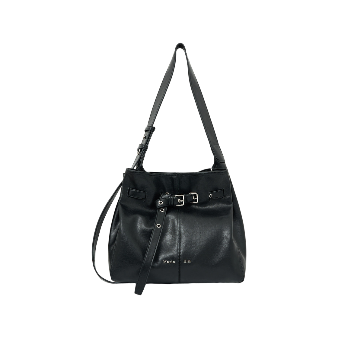 MK2611BG002MBB / MK2600BG702VBB Matin Kim Belted Volume Midium Bucket Bag In Black