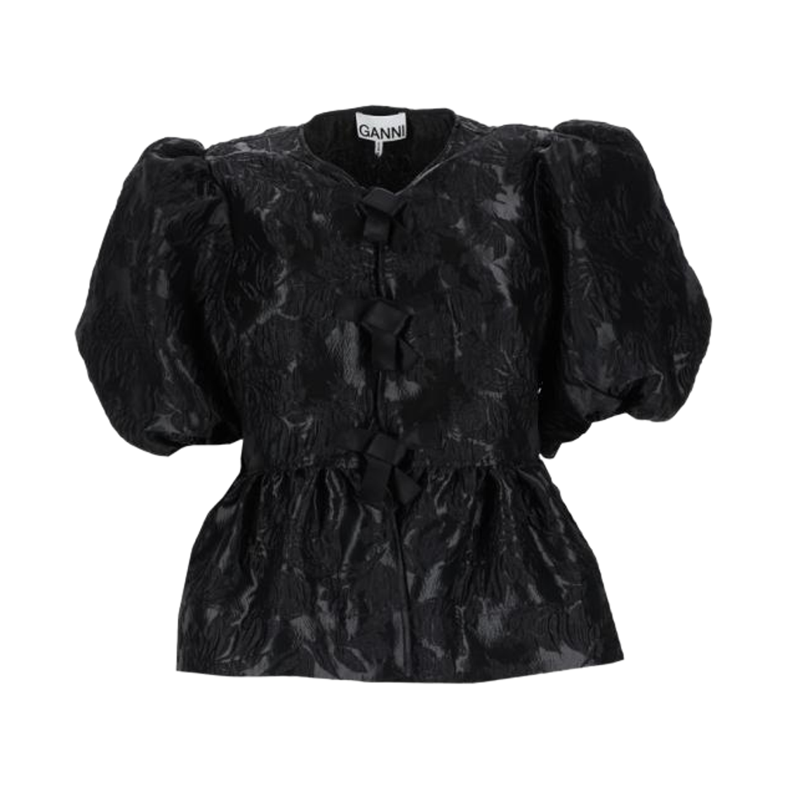 (W) 가니 블라우스 블랙((W) Ganni Blouse Black) - 1