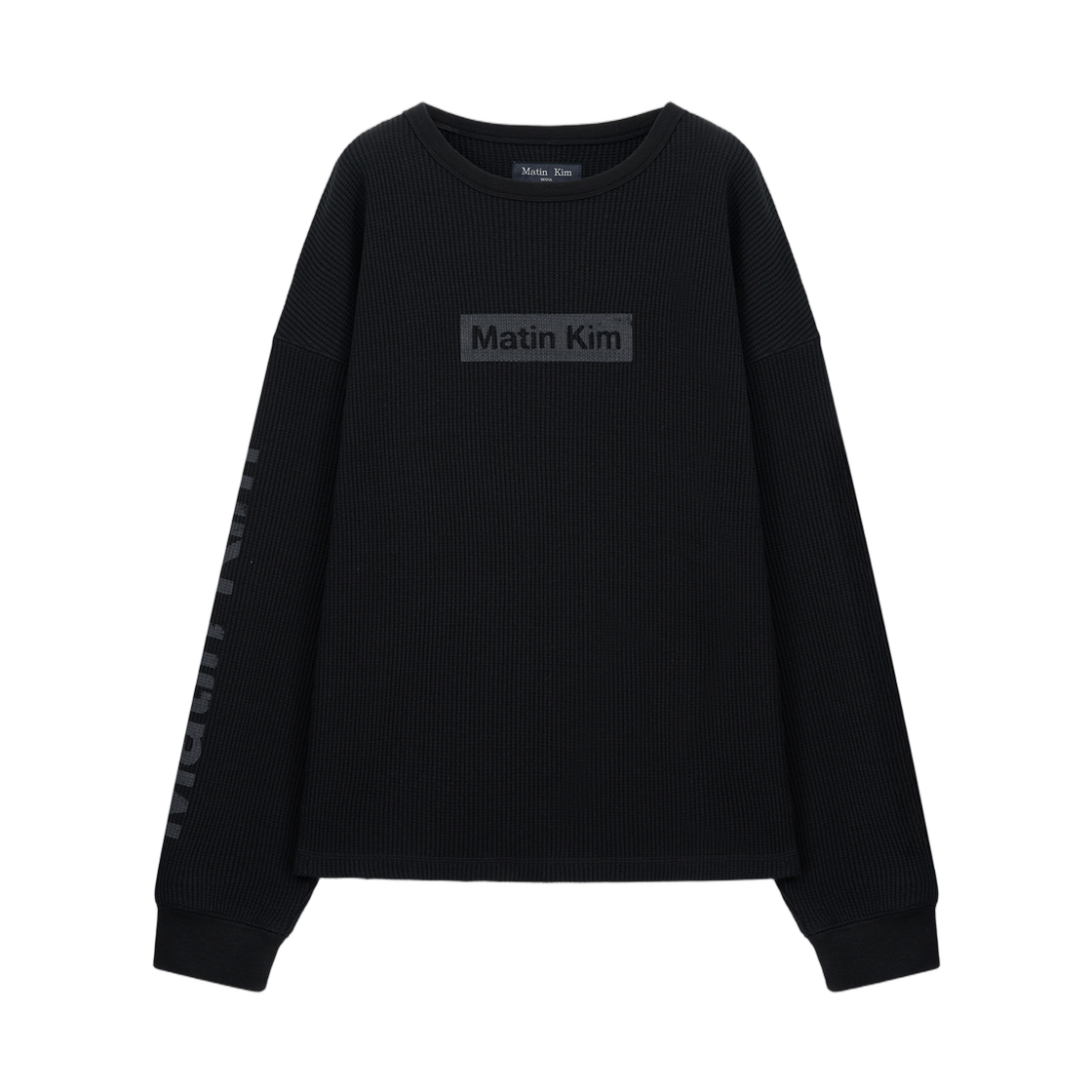 MK2611TS592HBB Matin Kim Sleeve Logo Waffle Top In Black