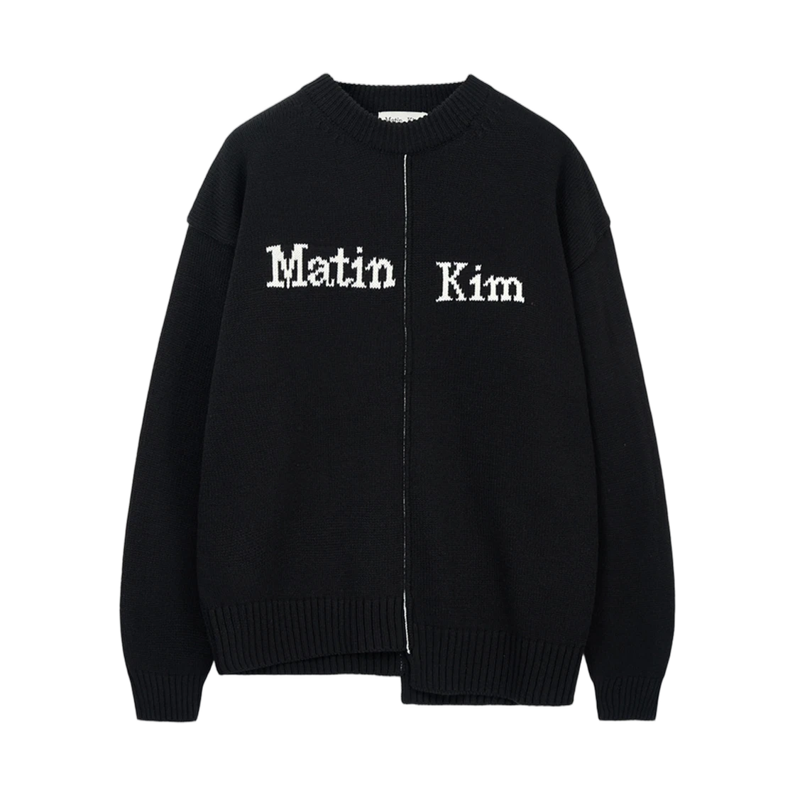 Matin Kim Matin Kim Asymmetric Logo Knit Pullover In Black · S