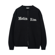 Matin Kim Asymmetric Logo Knit Pullover In Black