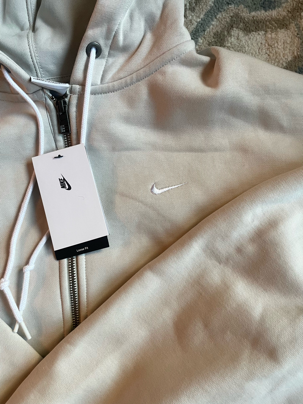 Nike NRG Solo Swoosh Full Zip Hoodie Light Bone White - Asia 착용 스타일 - 3