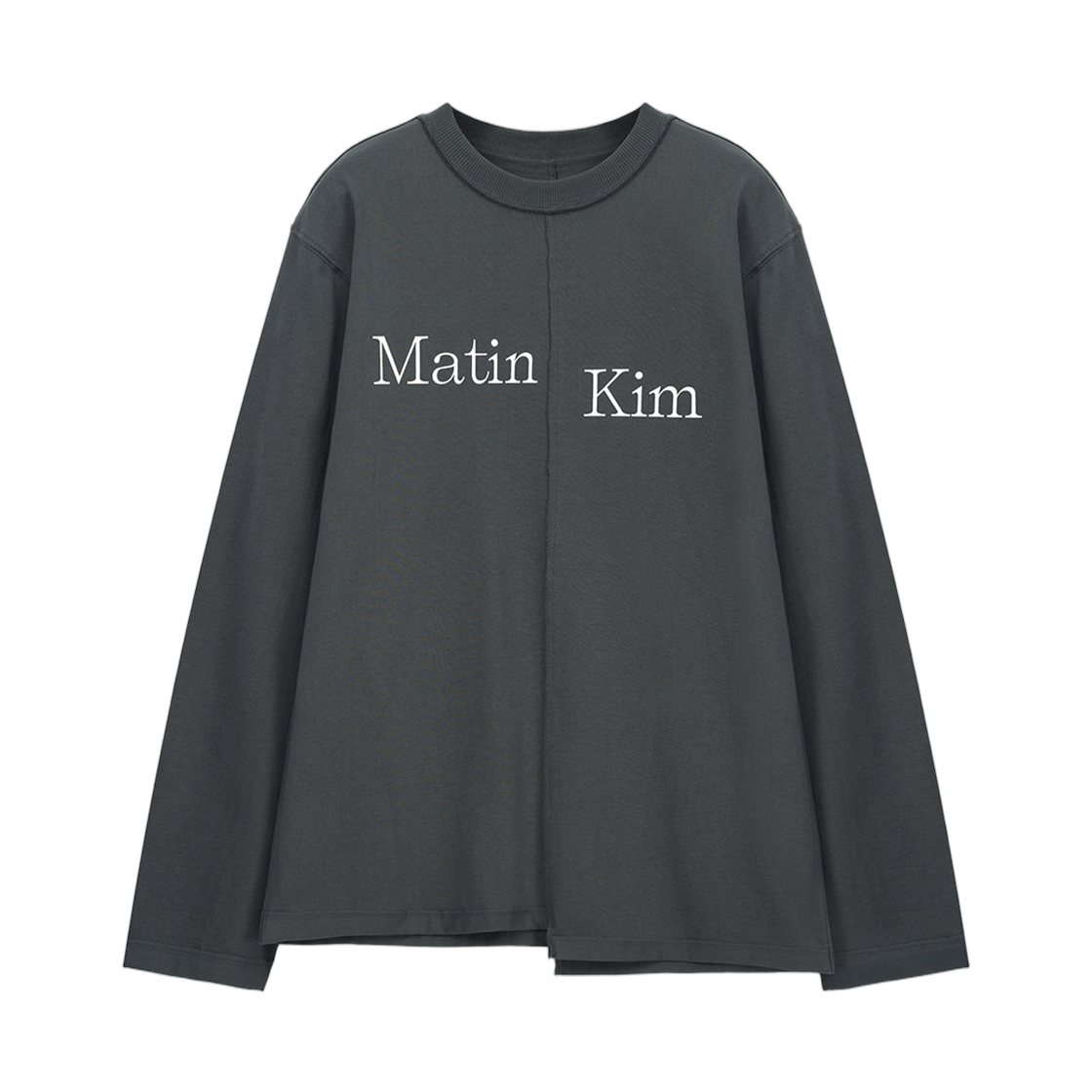 마뗑킴 어시메트릭 로고 탑 차콜(Matin Kim Asymmetric Logo Top In Charcoal)