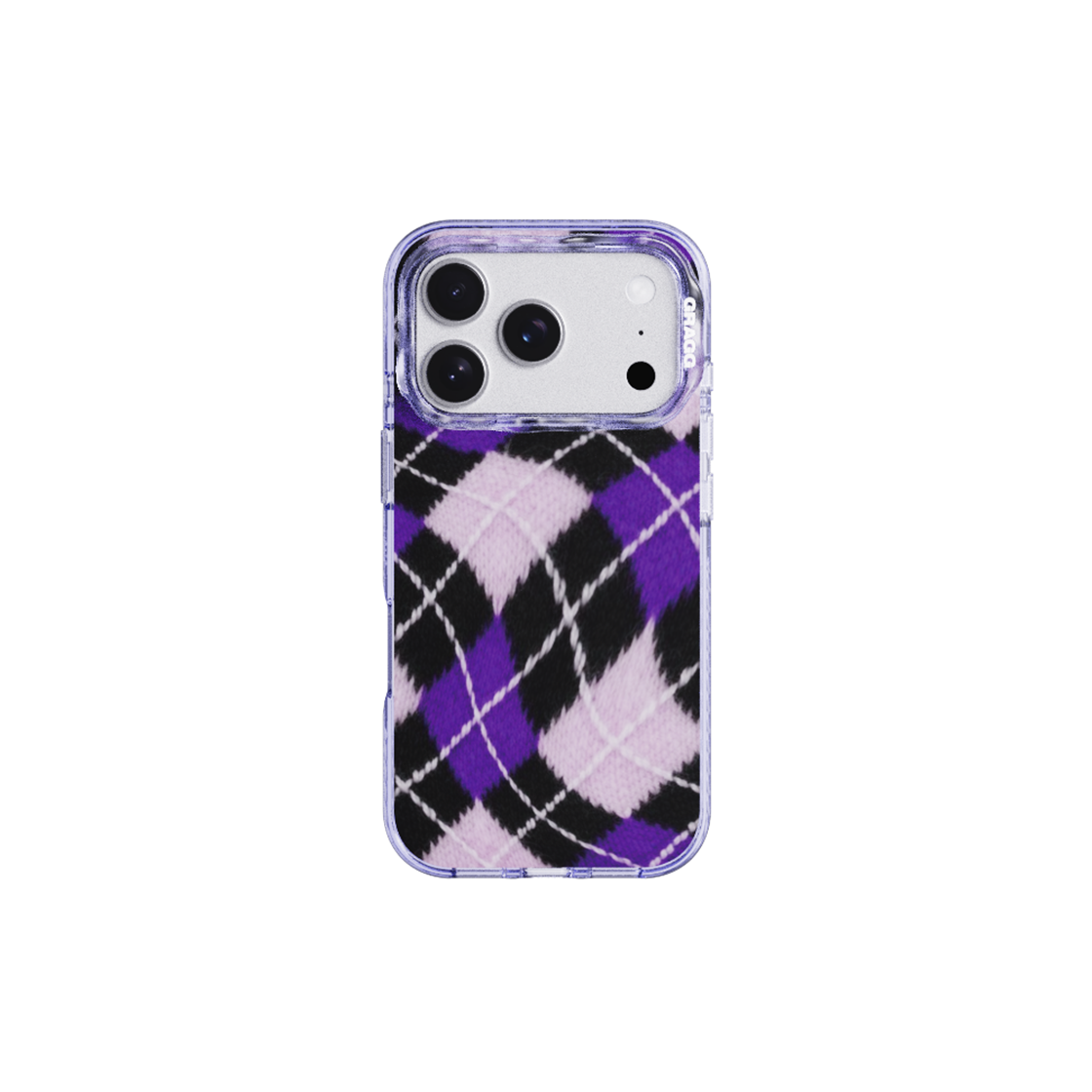 GRG25011409 GARGG MAGSAFE LAYERS FRAME CASE CLEAR PURPLE - IRREGULAR ARGYLE