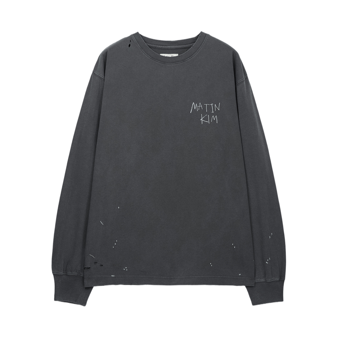 마뗑킴 빈티지 워시드 로고 탑 차콜(Matin Kim Vintage Washed Logo Top In Charcoal) - 1