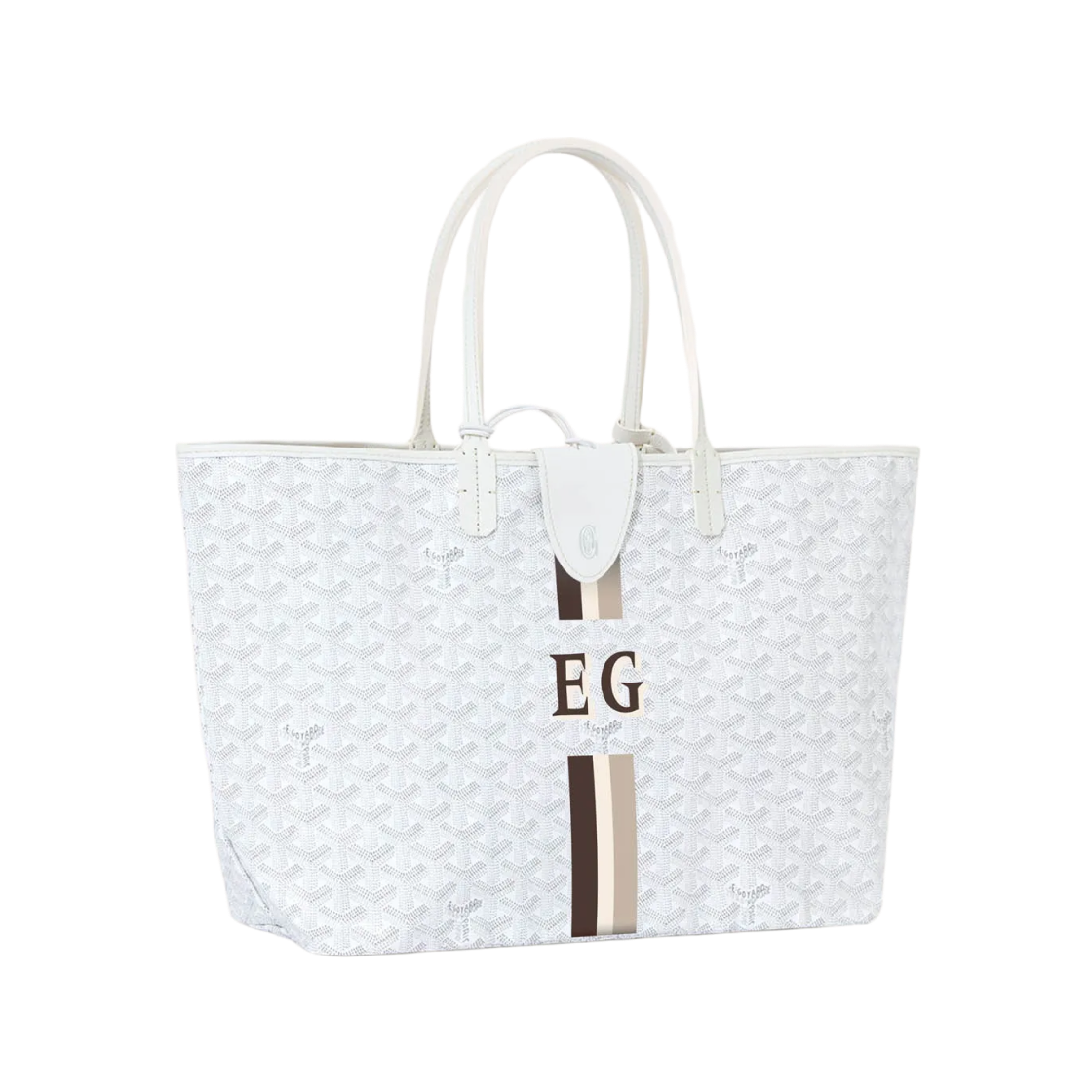 고야드 생루이 PM 백 스트라이프와 이니셜 화이트 (크로 포함)(Goyard Saint Louis PM Bag Stripes and Initials White (with Croc)) - 3