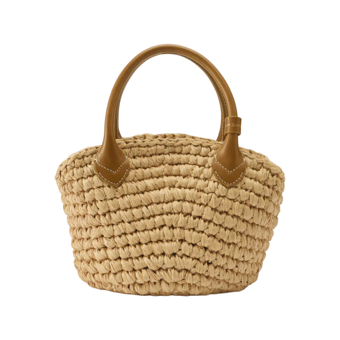 BAG52020 Helen Kaminski Raya Raffia Handmade Basket Bag Natural Chartreuse
