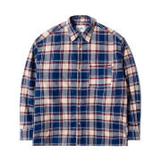 QT8 GARMENTS Rustic Core Flannel Check Shirt Blue