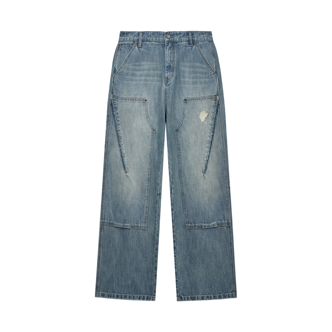 MK2611DN501HBL Matin Kim Vintage Washed Double Knee Denim Pants In Blue