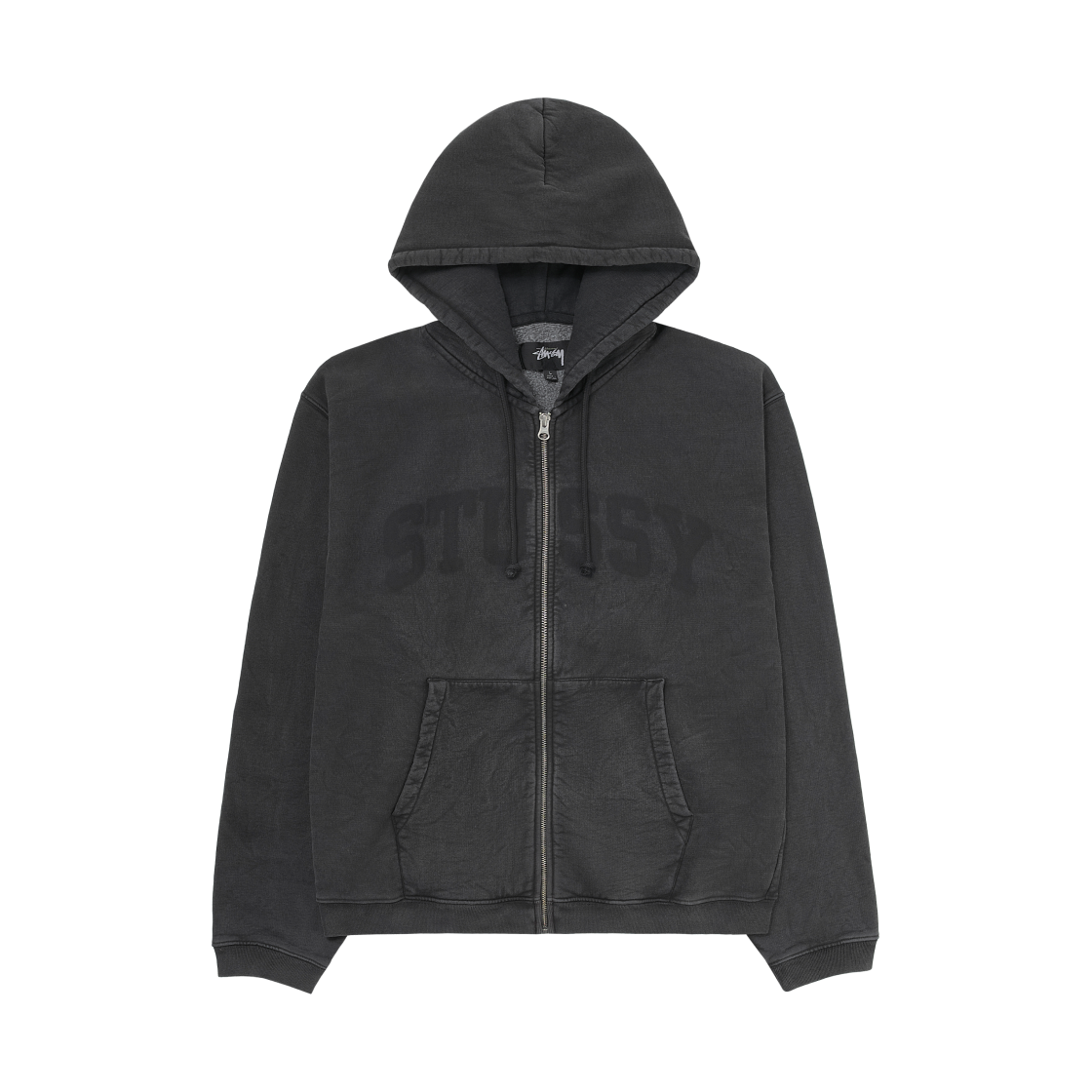 스투시 페이디드 그래픽 집 후드 워시드 블랙(Stussy Faded Graphic Zip Hoodie Washed Black)