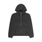 Stussy Faded Graphic Zip Hoodie Washed Black