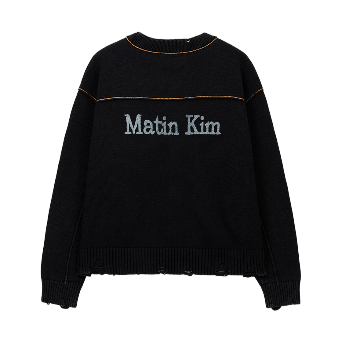 마뗑킴 백 로고 라인 포인트 니트 가디건 블랙(Matin Kim Back Logo Line Point Knit Cardigan In Black) - 2