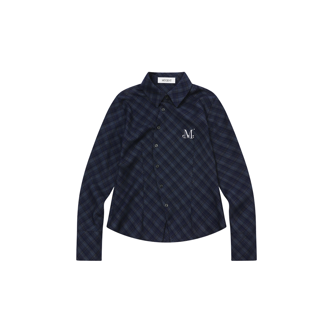 P0000BIY MUCENT Avian Curved Slim Fit Check Shirt Navy