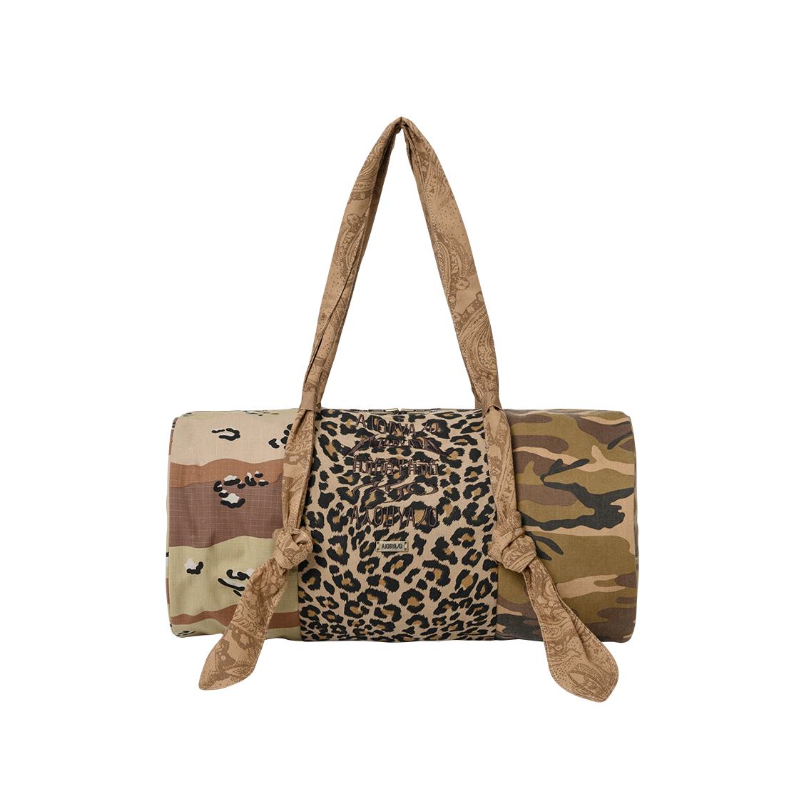 아조바이아조 패턴 믹스드 더플 백 카멜(AJOBYAJO Pattern Mixed Duffle Bag Camel)