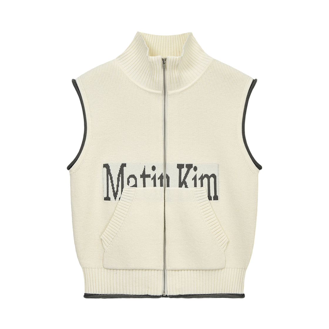 마뗑킴 마뗑킴 스펠 포인트 니트 집업 베스트 아이보리(Matin Kim Matin Kim Spell Point Knit Zip Up Vest In Ivory) - 1