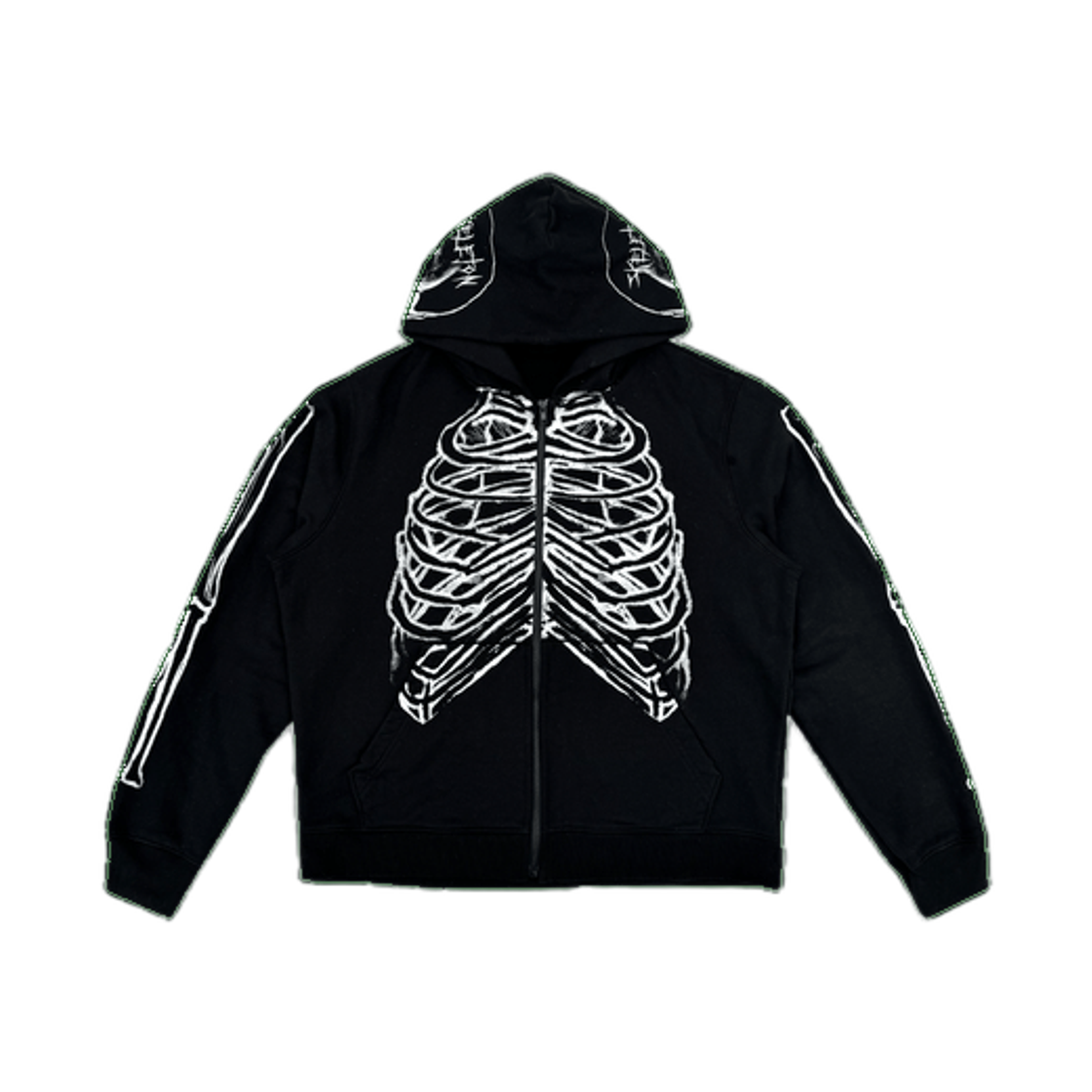 데들리 돌 스켈레 본즈 집업 블랙(Deadly Doll Skele Bones Zip Up Black)