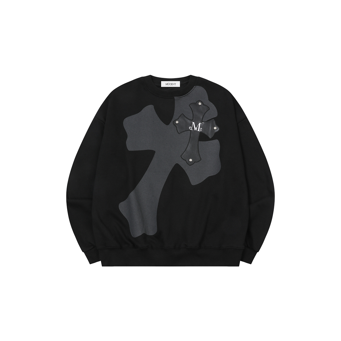 P0000BIQ MUCENT Noxen Back Cross Leather Patch MTM (2Color) Black