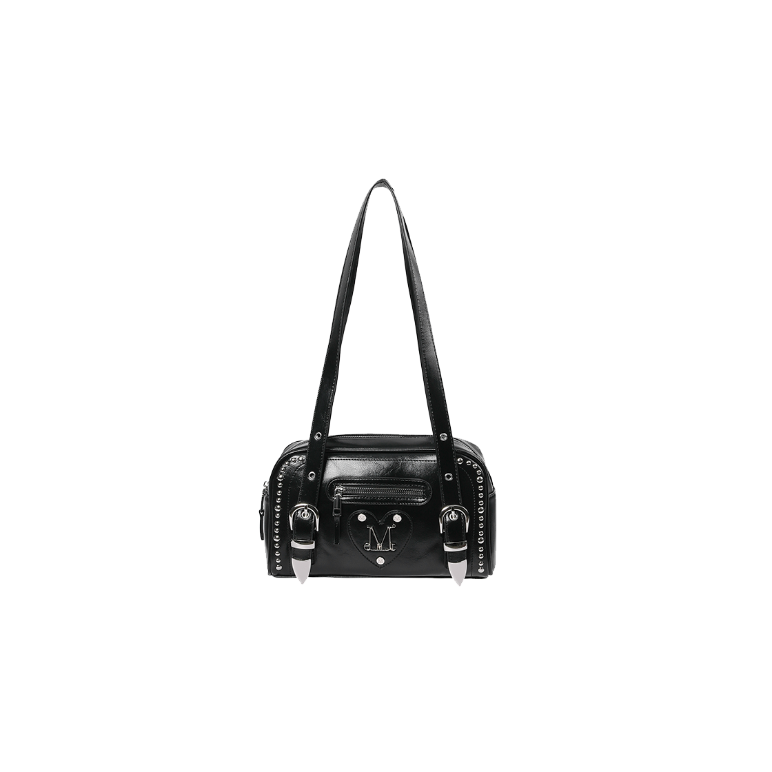 무센트 코닉 메탈 로고 스터드 숄더백 남녀공용 블랙(MUCENT Konic Metal Logo Stud Shoulder Bag Unisex Black)