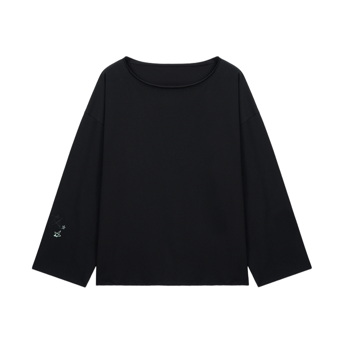 MK2611TS005MBB Matin Kim Raw Hem Finished Boat Neck Top In Black