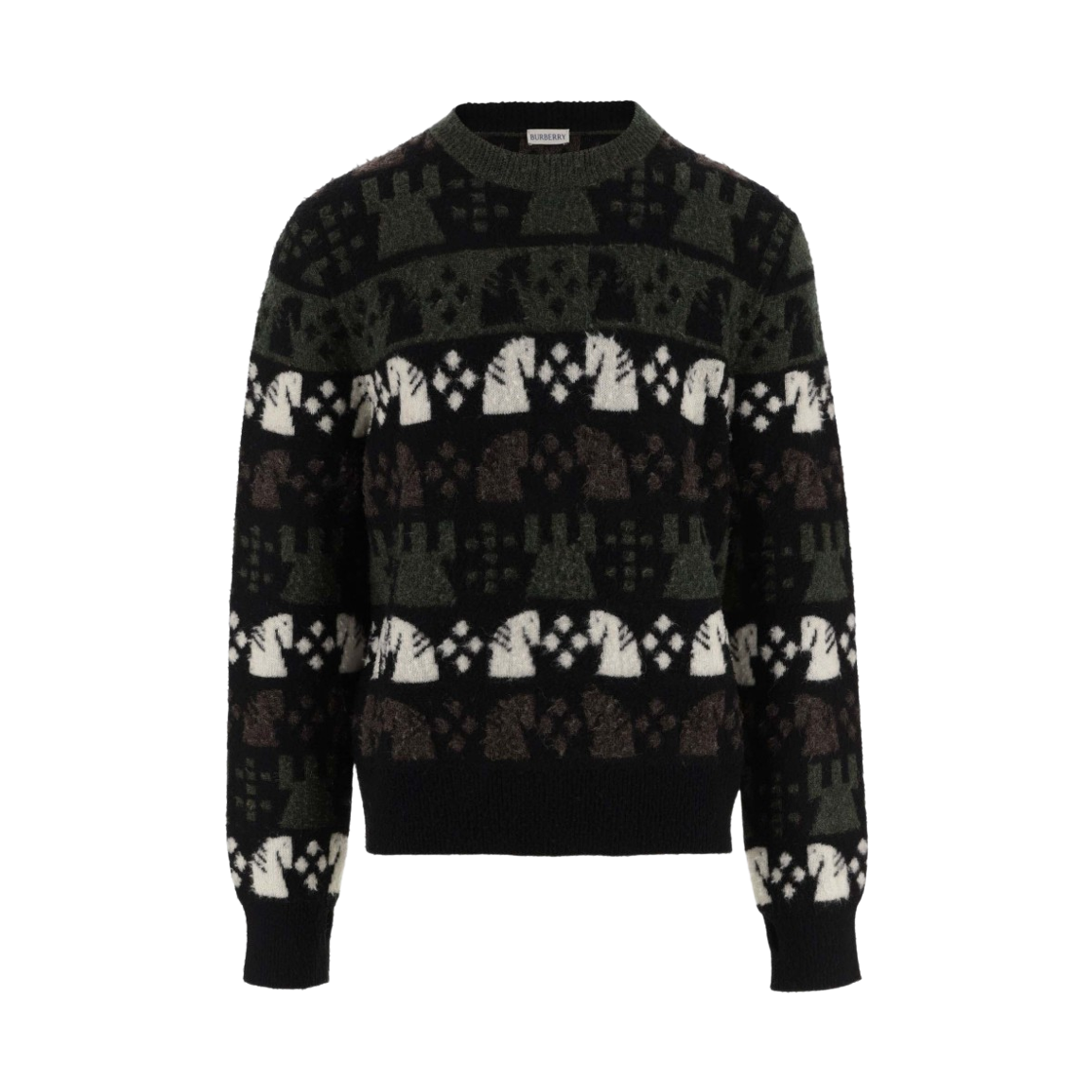 8076893 Burberry Chess Wool Blend Sweater Green