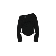 MUCENT Livre Off Shoulder Unbalance Long Sleeve T (4Color) Black