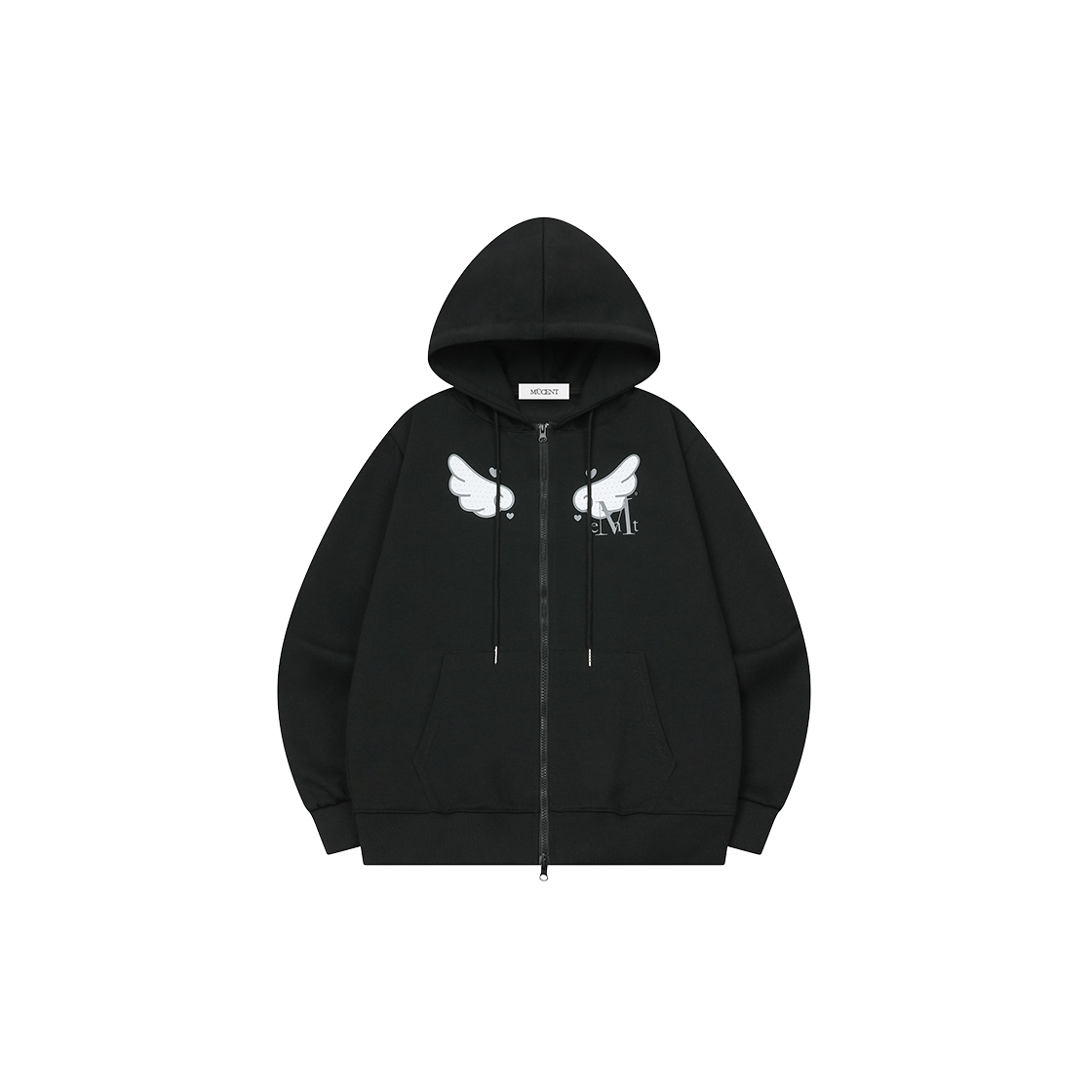 P0000BMN MUCENT Sylph Dot Angel Hood Zip-up Unisex (2Color) Black