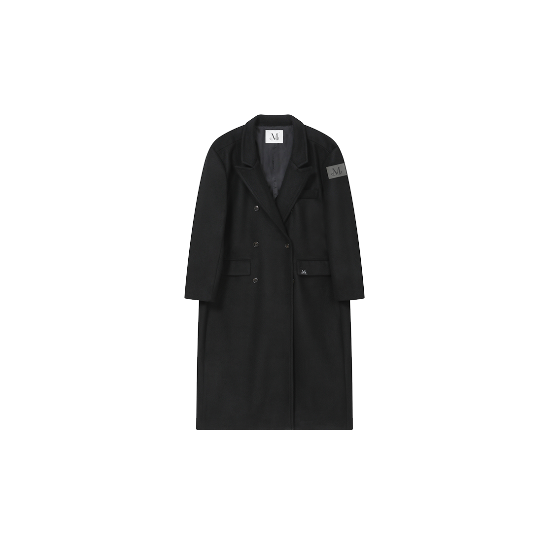 P0000BLT MUCENT Arve Side Leather Double Coat Unisex Black