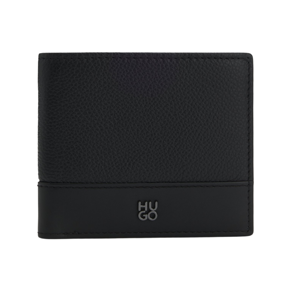 50548314-001 Hugo Boss Leather Billfold Wallet with Stacked Logo Trim Black