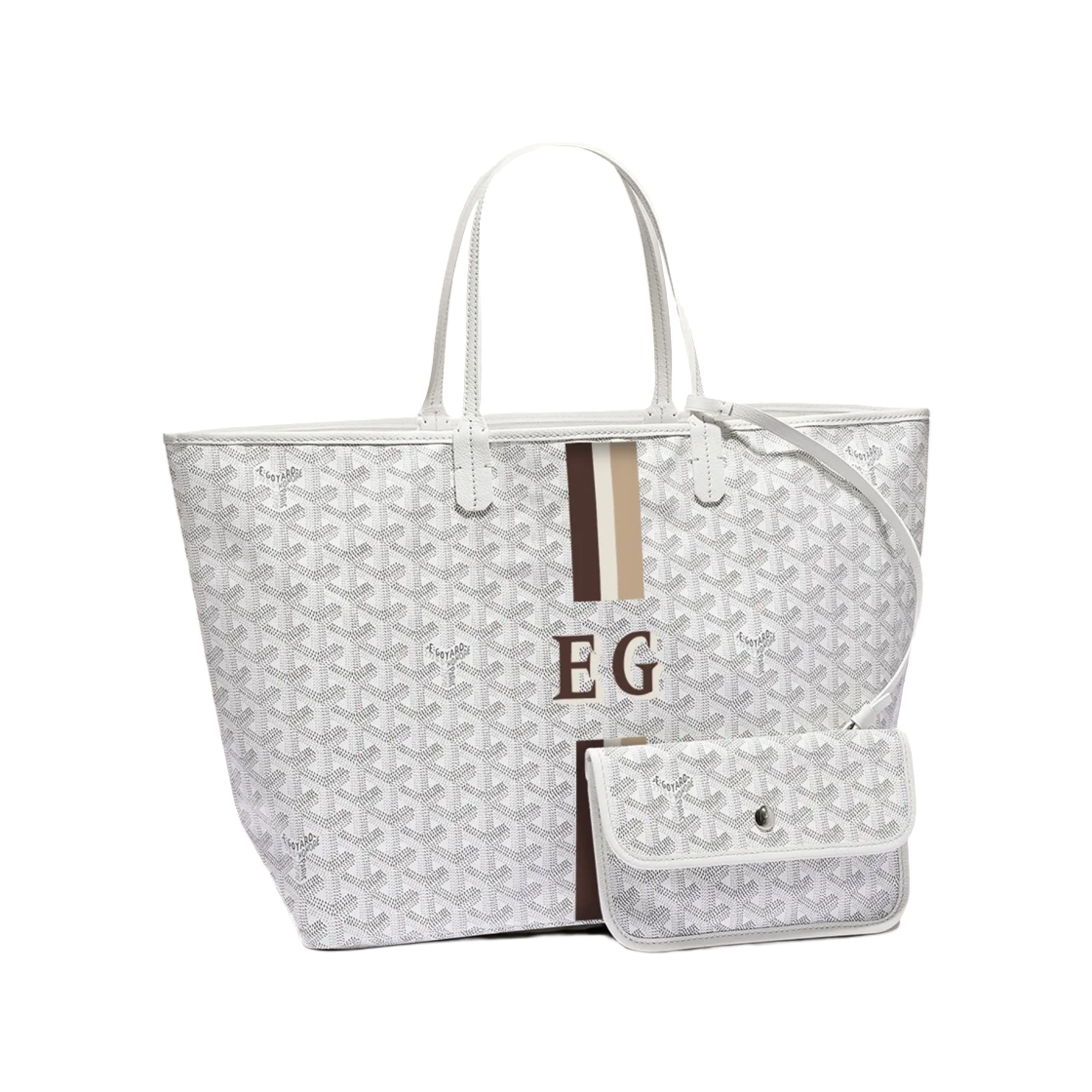 고야드 생루이 PM 백 스트라이프와 이니셜 화이트 (크로 포함)(Goyard Saint Louis PM Bag Stripes and Initials White (with Croc)) - 1