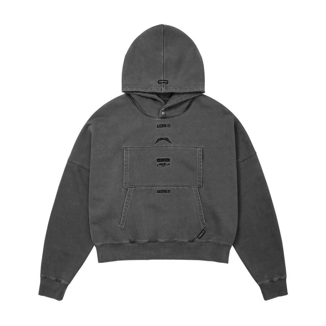아조바이아조 듀얼 포켓 워시드 후디 차콜(AJOBYAJO Dual Pocket Washed Hoodie Charcoal)