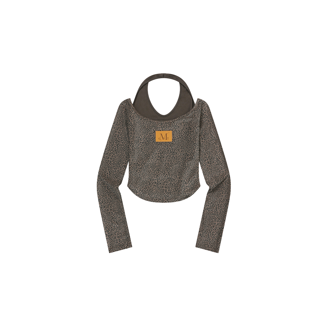 무센트 리세르 호피 홀터넥 레이어드 긴팔 티 레오파드(MUCENT Lycere Leopard Halter Neck Layered Long Sleeve T Leopard) - 2