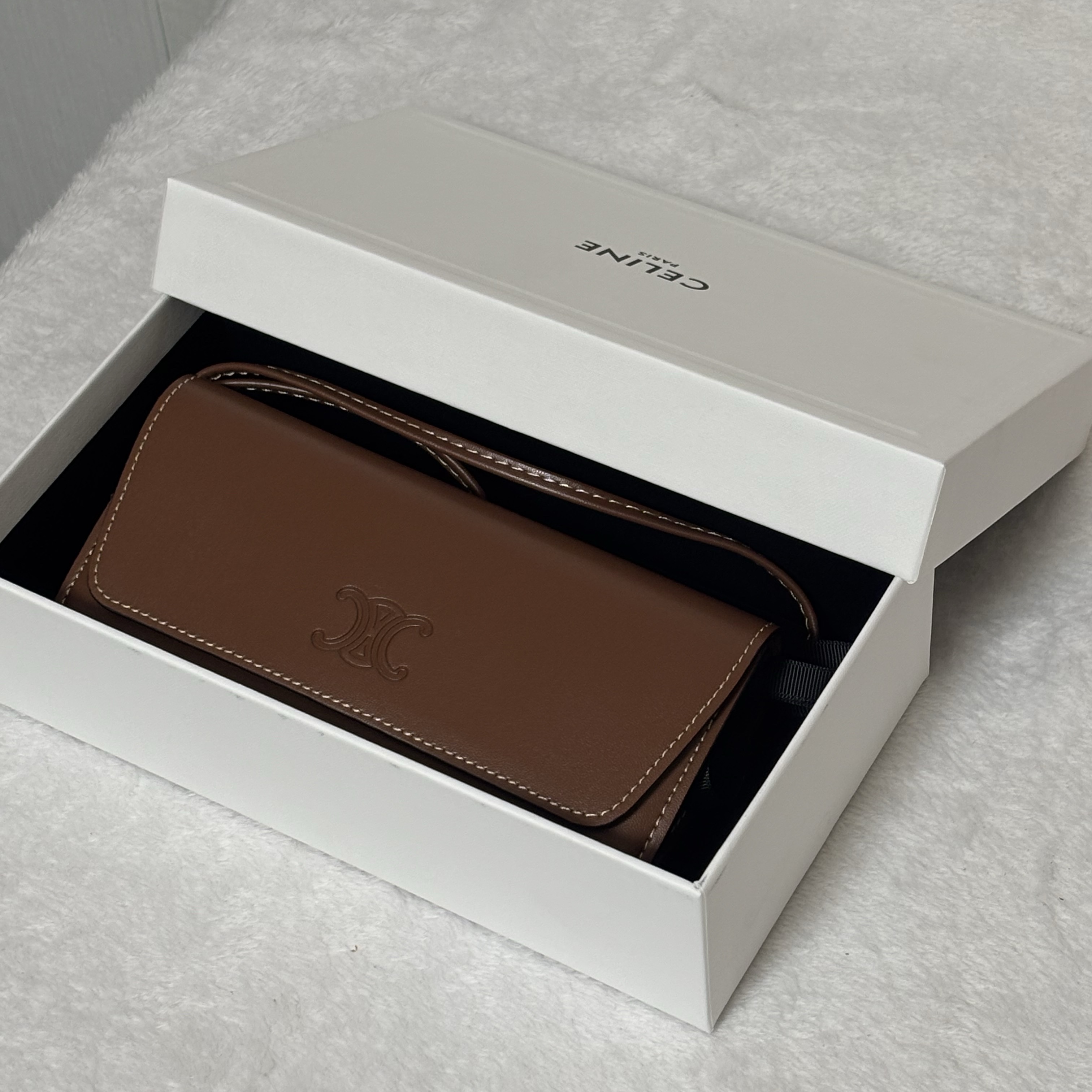 (W) Celine Triomphe 01 Sunglasses in Acetate Black 착용 스타일 - 2