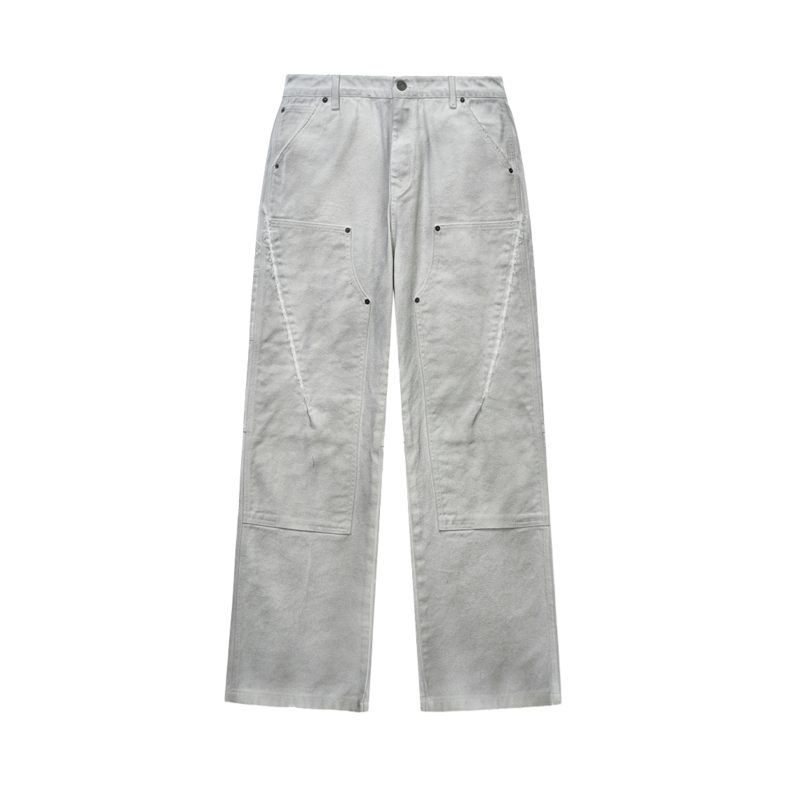 MK2611DN501HWH Matin Kim Vintage Washed Double Knee Denim Pants In White