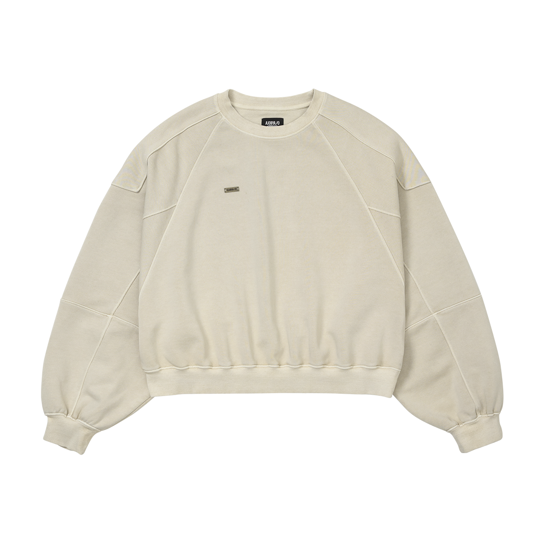아조바이아조 빈티지 패널 크롭 스웻셔츠 아이보리(AJOBYAJO Vintage Panel Cropped Sweatshirt Ivory)