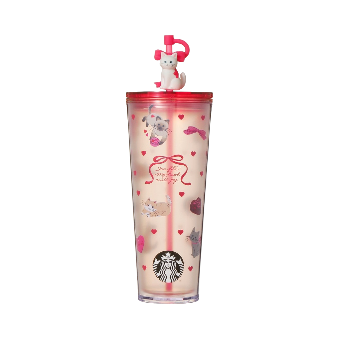 스타벅스 발렌타인 2026 캣 콜드컵 텀블러 710ml(Starbucks Valentine 2026 Cat Cold Cup Tumbler 710ml) - 1