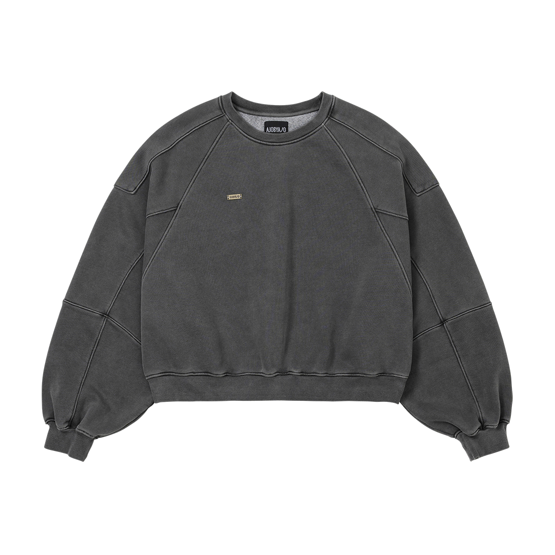 아조바이아조 빈티지 패널 크롭 스웻셔츠 차콜(AJOBYAJO Vintage Panel Cropped Sweatshirt Charcoal) - 1