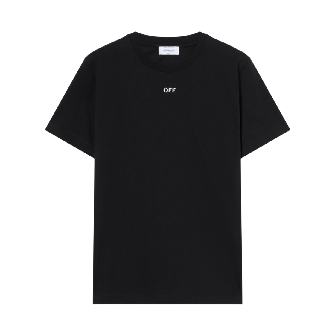OMAA027F25JER0051001 Off-White Newspaper Arrow Slim Logo T-Shirt Black White