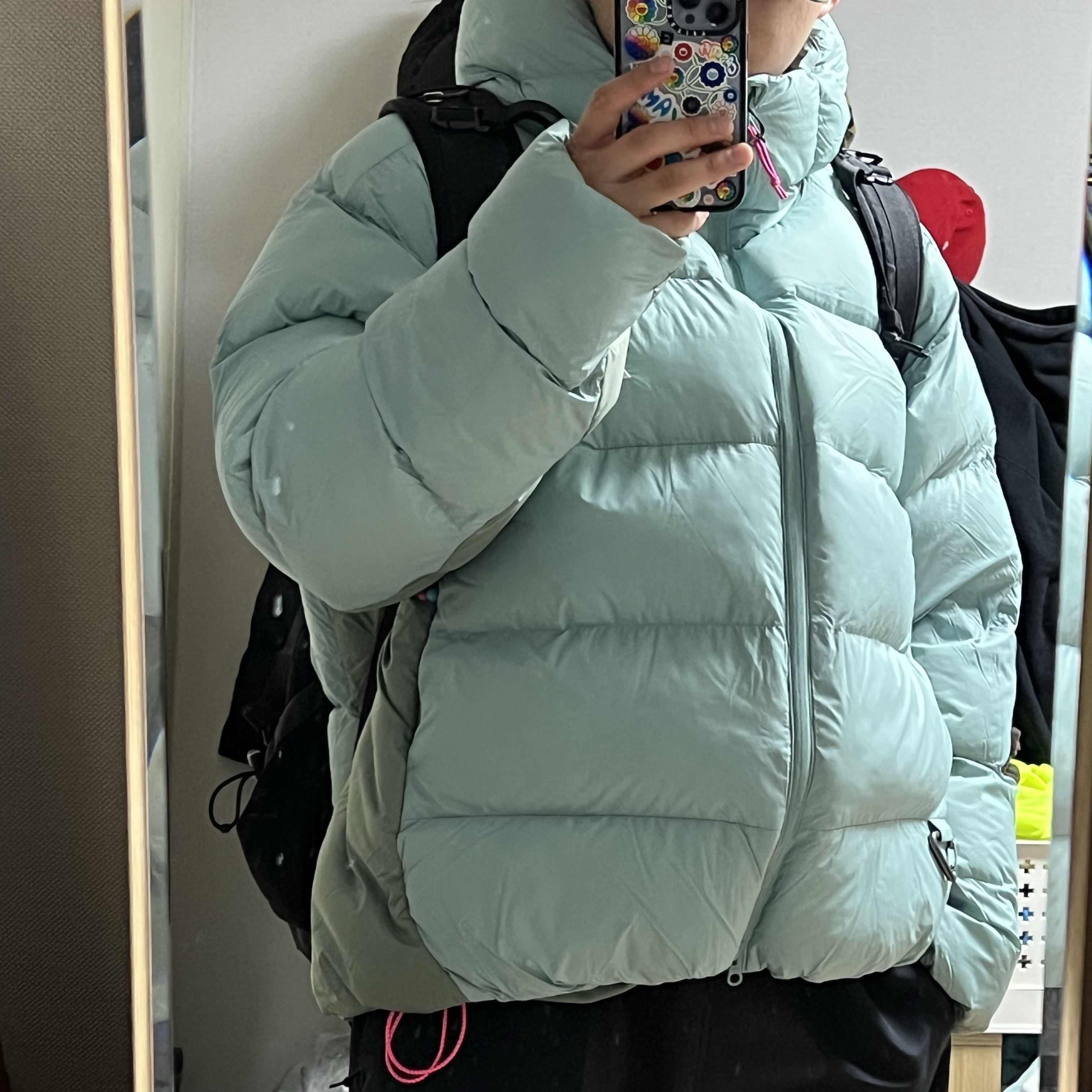 Nike ACG Therma-Fit ADV Lunar Lake Loose Hooded Jacket Cannon Mint Foam - Asia, Nike ACG Polartec Wolf Tree Pants Black Summit White - Asia 착용 스타일 - 1