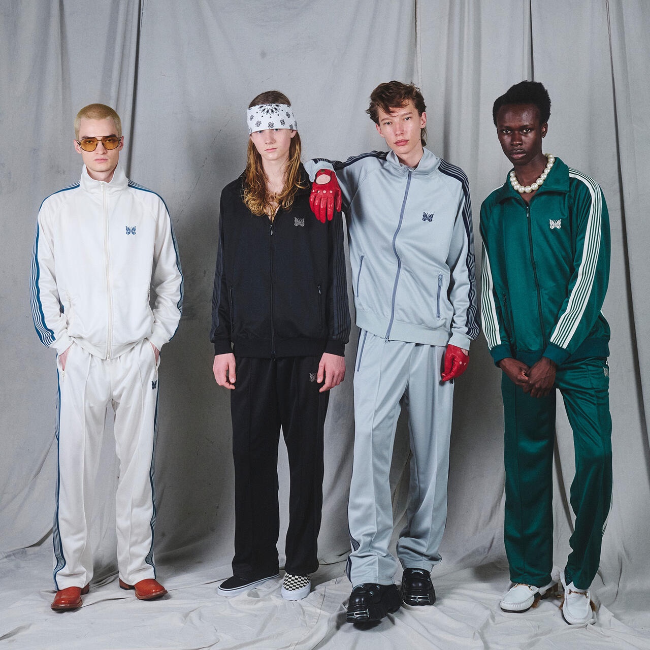 Needles x LHP Track Pants Poly Smooth Green - LHP Exclusive 착용 스타일