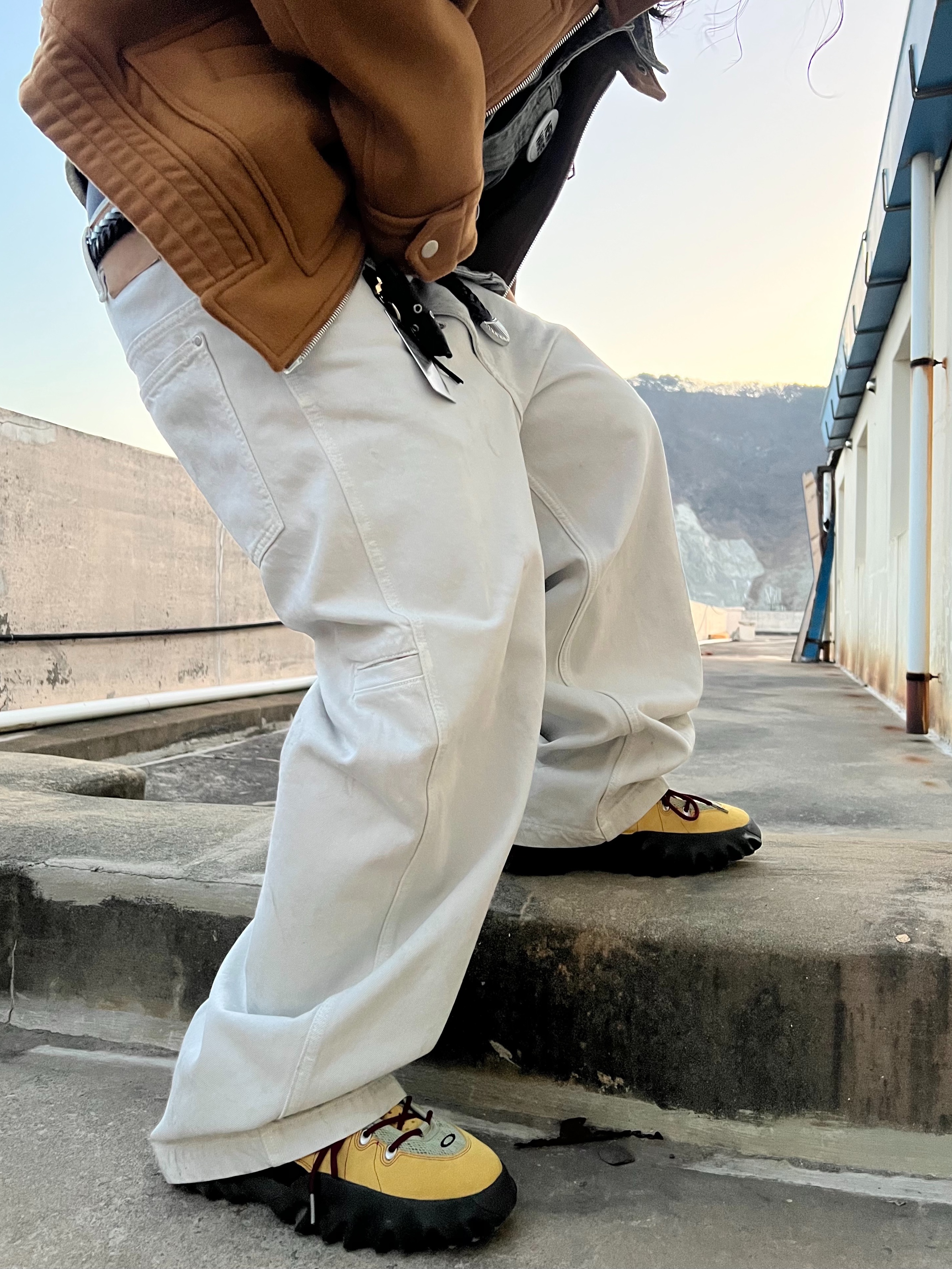 Oakley Factory Team Suede Flesh Edge Boots Yellow, Jieda Western Belt Black 착용 스타일 - 5