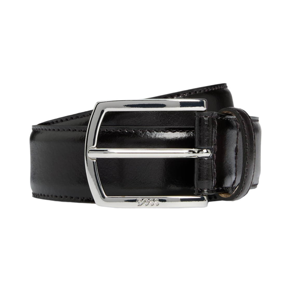 50529626-202 Hugo Boss Italian Leather Belt with Polished Logo Buckle Dark Brown