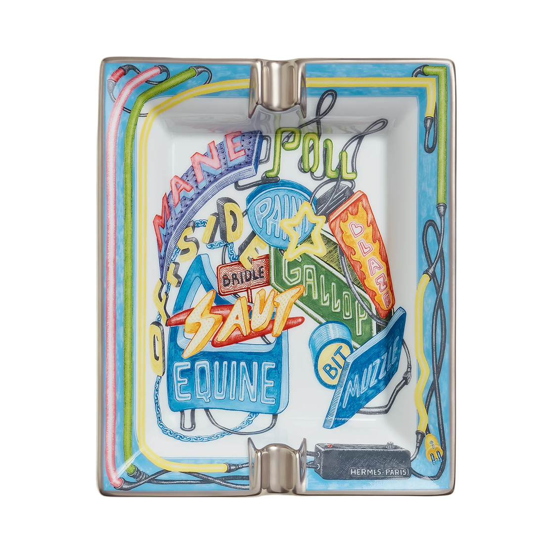 H314300M01 Hermes Chevaloscope Neon Ashtray Lapis-Lazuli Citron