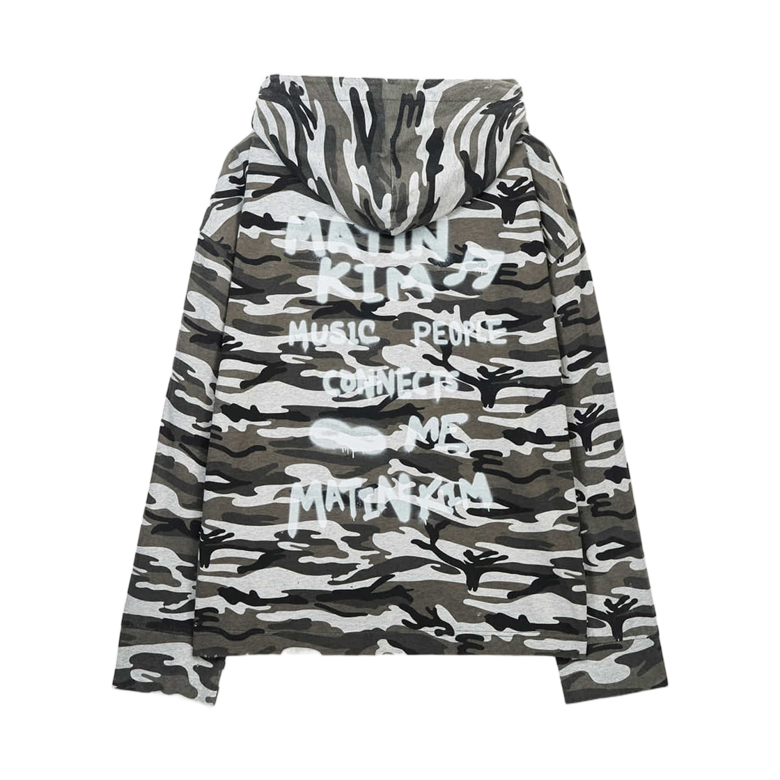 마뗑킴 타이포 아트워크 카모플라주 후디 카키(Matin Kim Typo Artwork Camouflage Hoody In Khaki) - 2