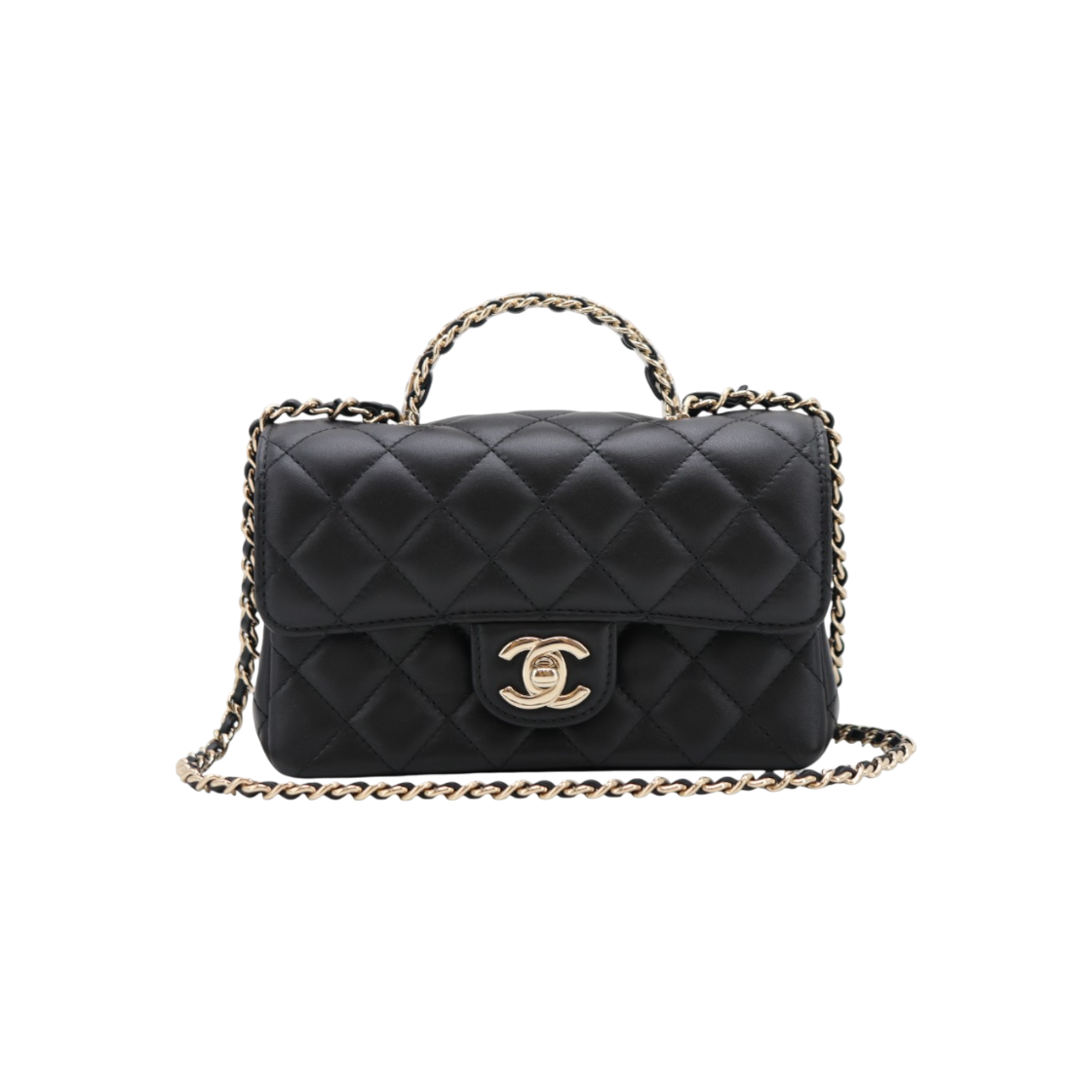 ITEHH7WW75GD Chanel Crystal Top Handle Mini Lambskin Bag