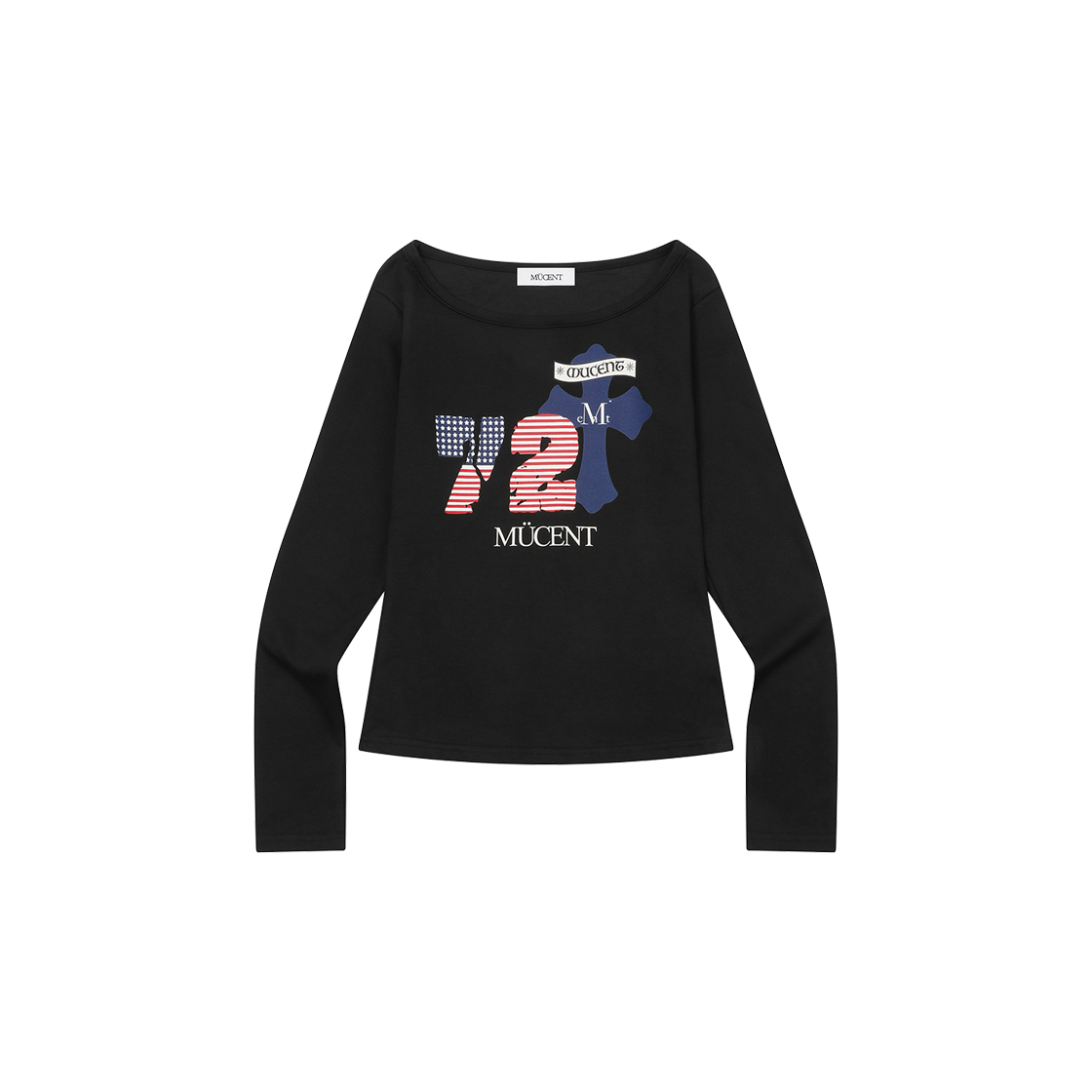 P0000BIR MUCENT Rodez 72 American Flag One Shoulder T (2Color) Black