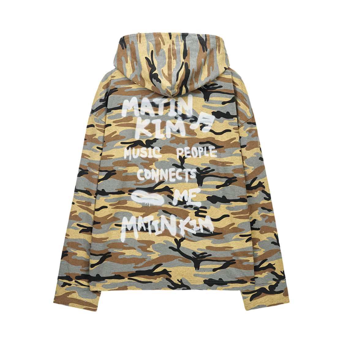 마뗑킴 타이포 아트워크 카모플라주 후디 카멜(Matin Kim Typo Artwork Camouflage Hoody In Camel) - 2